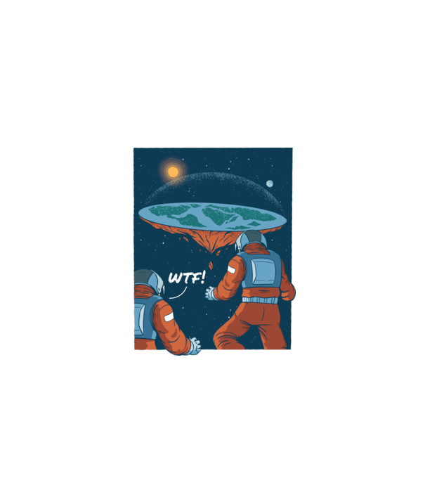 Astronaut Pământ plat model negru pe tricou