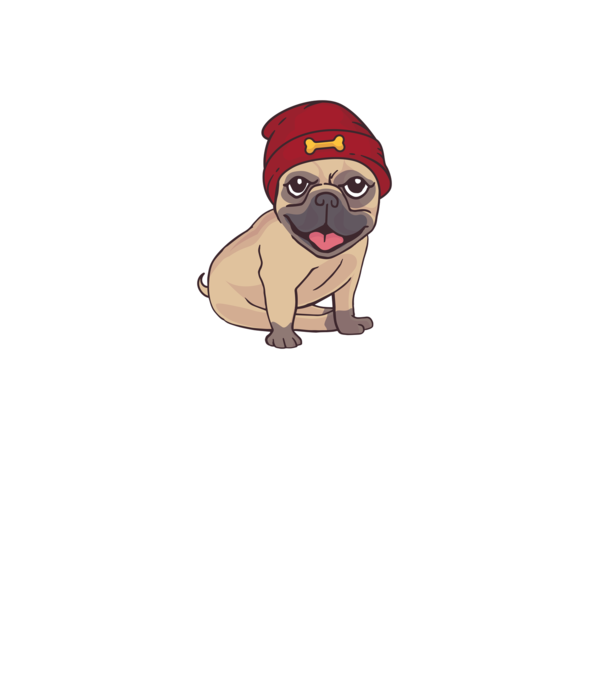 Mops cu șapcă model negru pe tricou