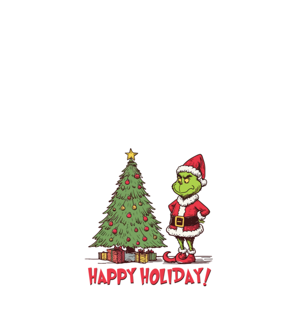 Happy Holiday Grinch model albastru închis pe tricou