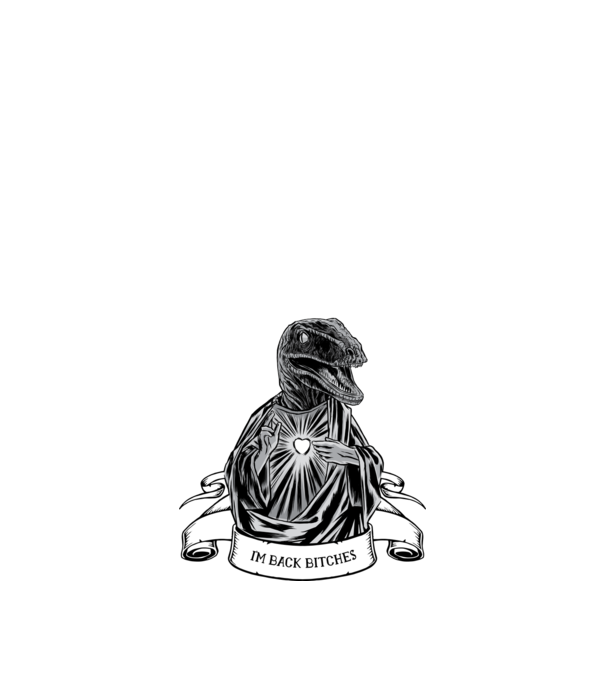 Iisus Raptor Dinozaur model nisipiu pe tricou