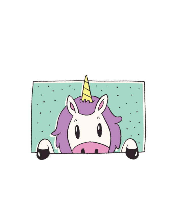 Unicorn curios model alb pe tricou