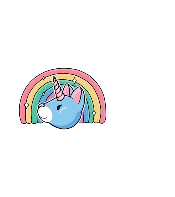 Pisică Unicorn model negru pe tricou