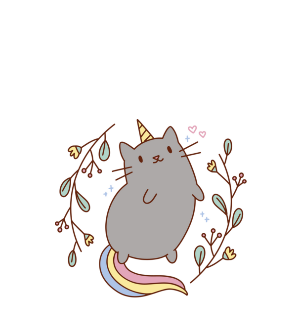 Pisică Unicorn model alb pe tricou
