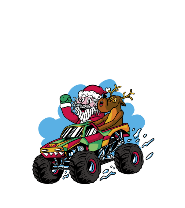 Monster Truck Moș Crăciun model alb pe tricou
