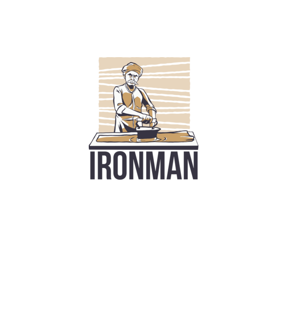 Ironman Om care calcă (montează metal) model alb pe tricou