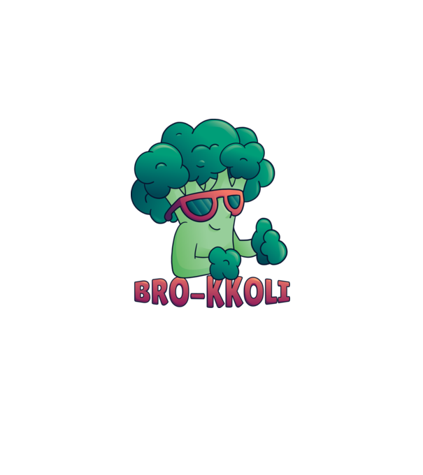 Broccoli model alb pe tricou