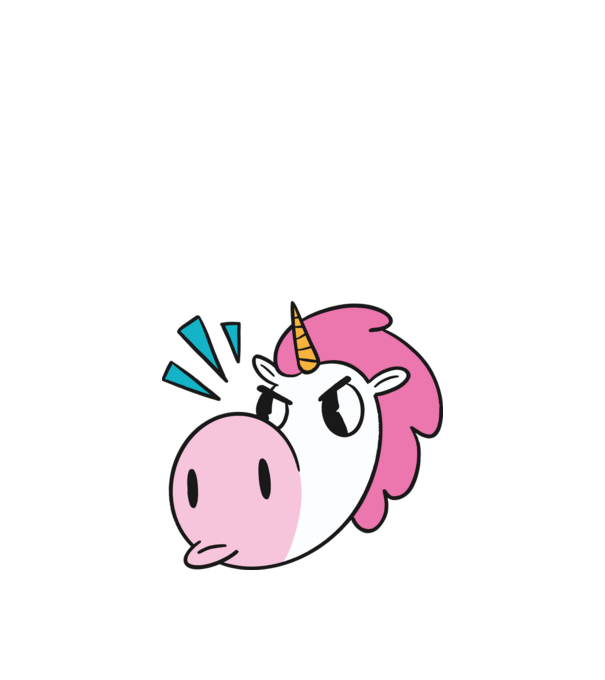 Unicorn supărat model portocaliu pe tricou