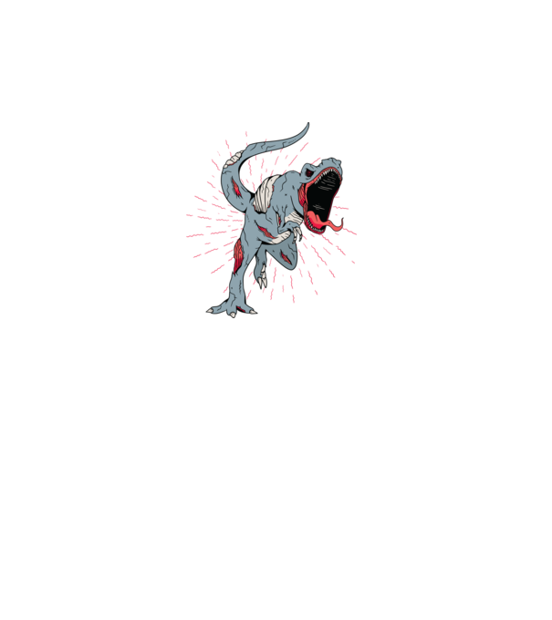 T-rex Zombie model alb pe tricou