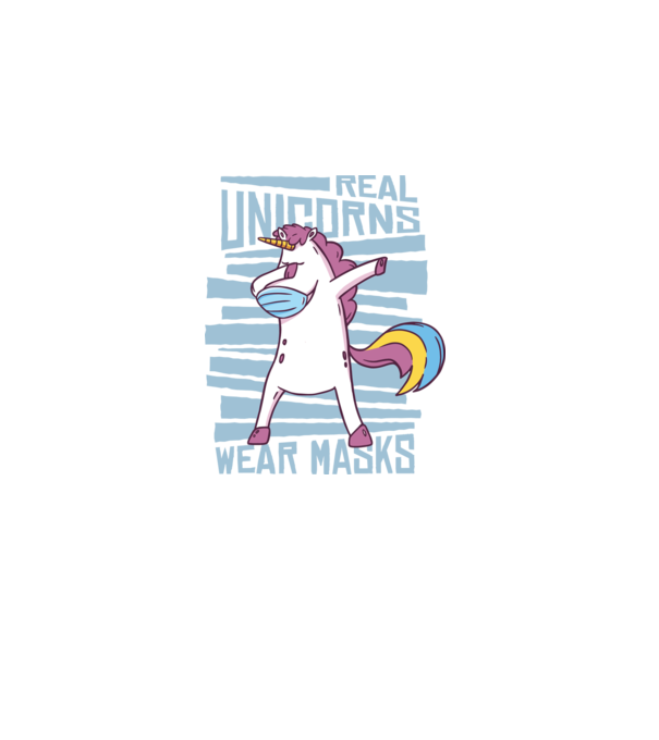 Unicorn DAB Mască model albastru închis pe tricou