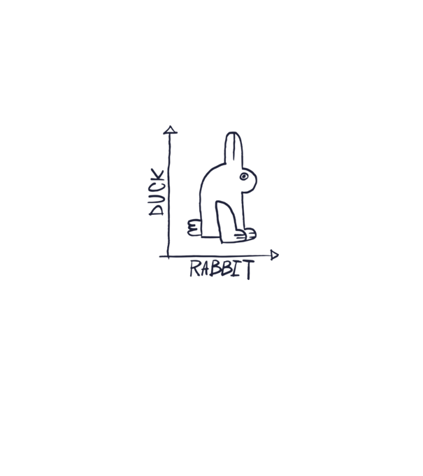 Rabbit vs Duck - Iepure sau Rață model gri pe tricou