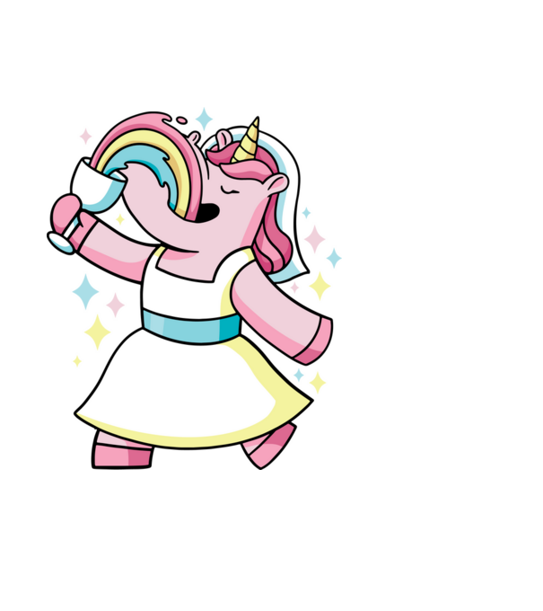 Unicorn Mireasă model negru pe tricou