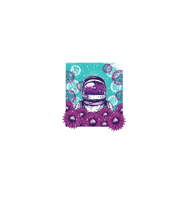 Floral Astronaut model negru pe tricou