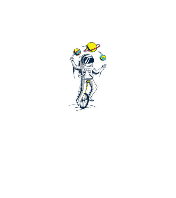 Jongler Astronaut model albastru regal pe tricou