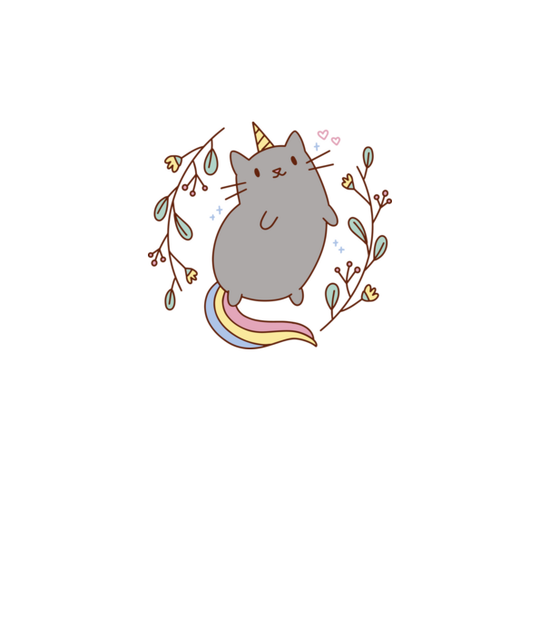 Pisică Unicorn model alb pe tricou