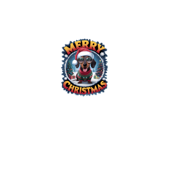 Merry Christmas Teckel model alb pe tricou