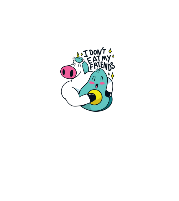 Unicorn Avocado Prietenie model albastru închis pe tricou