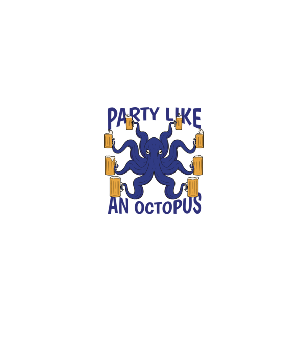 Party Like An Octopus model alb/roșu pe tricou