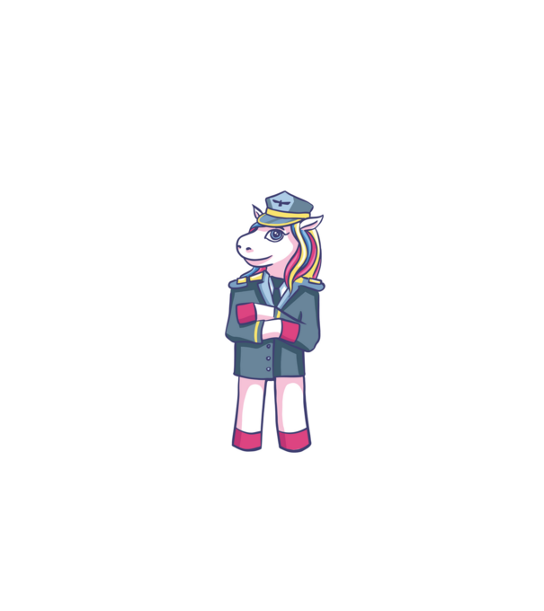 Unicorn Pilot model albastru închis pe tricou