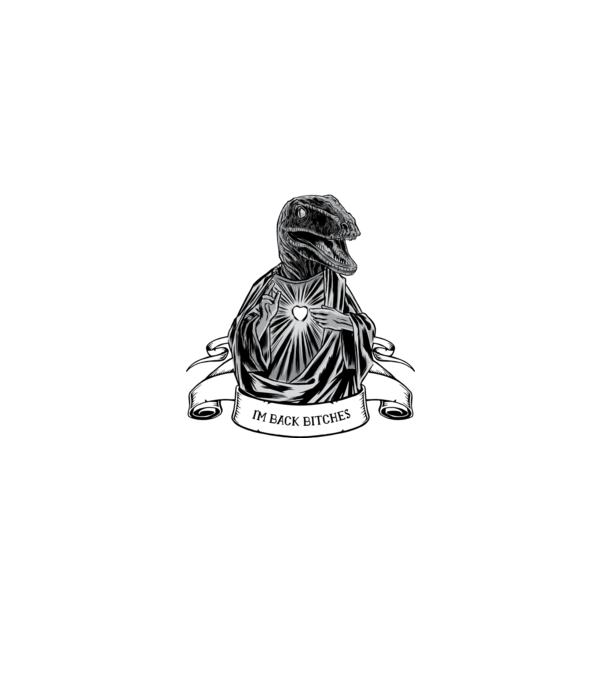 Iisus Raptor Dinozaur model albastru deschis pe tricou