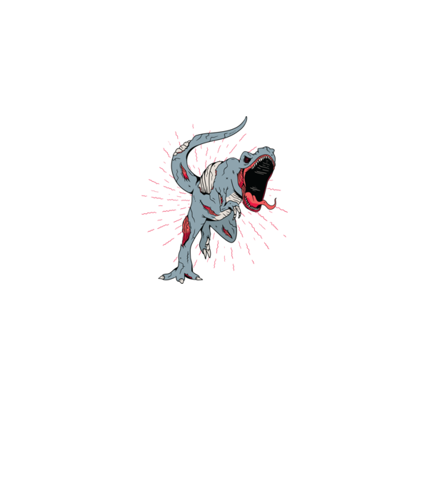 T-rex Zombie model alb pe tricou