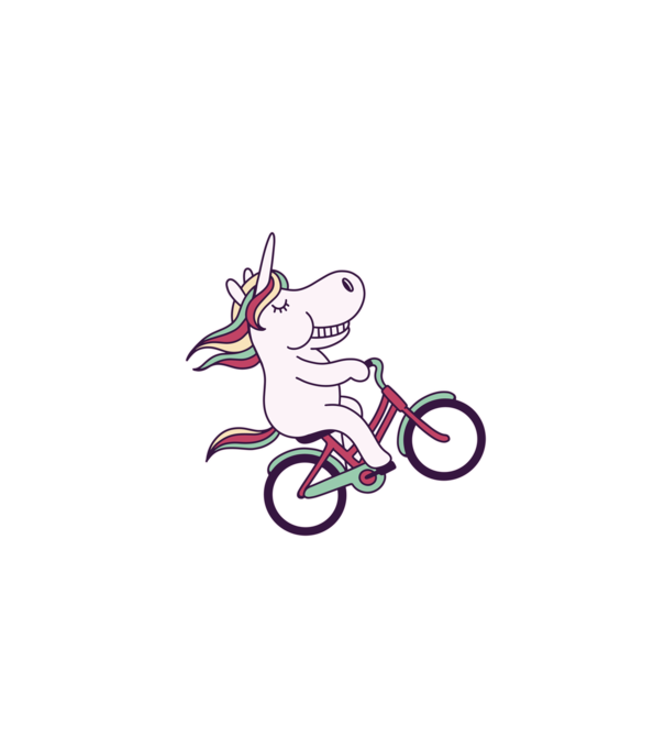 unicorn cu bicicletă model alb pe tricou