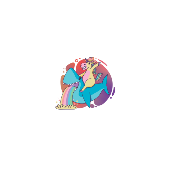 Unicorn pe rechin model negru pe tricou