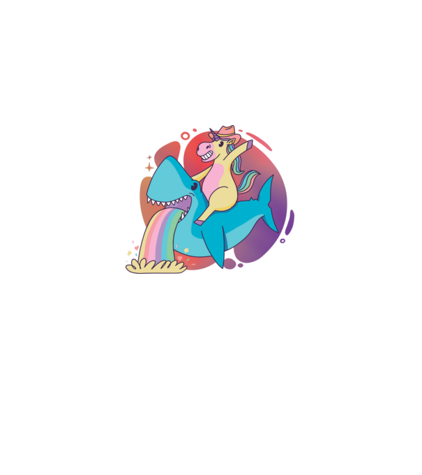 Unicorn pe rechin model negru pe tricou