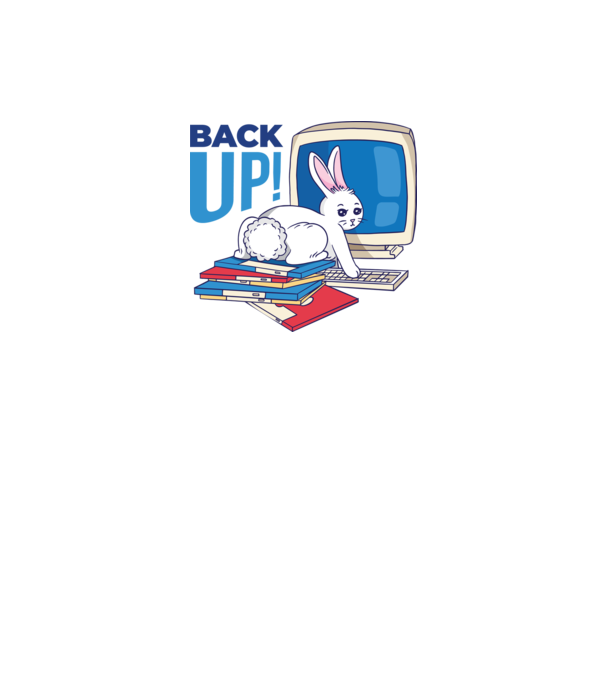 Back up bunny model alb pe tricou