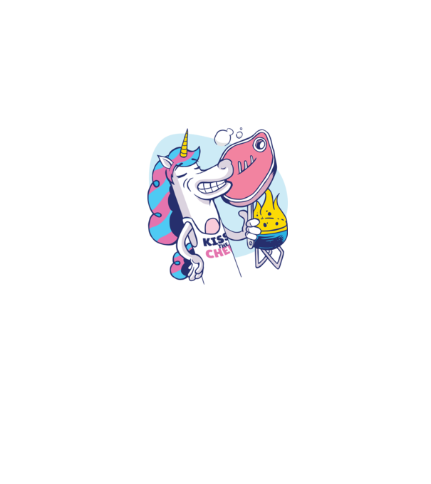 Unicorn Steak BBQ model gri pe tricou