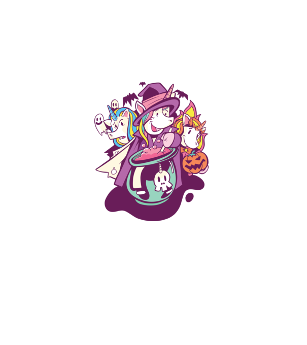 Unicorni Halloween model alb pe tricou
