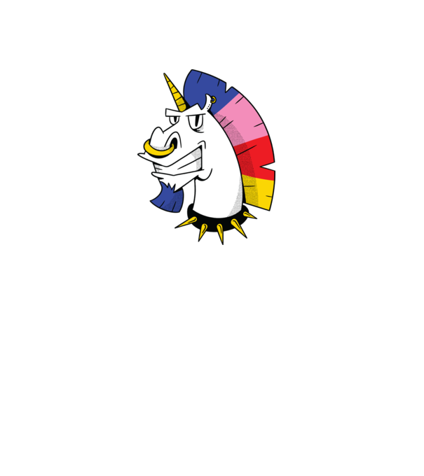 Punk unicorn model albastru deschis pe tricou