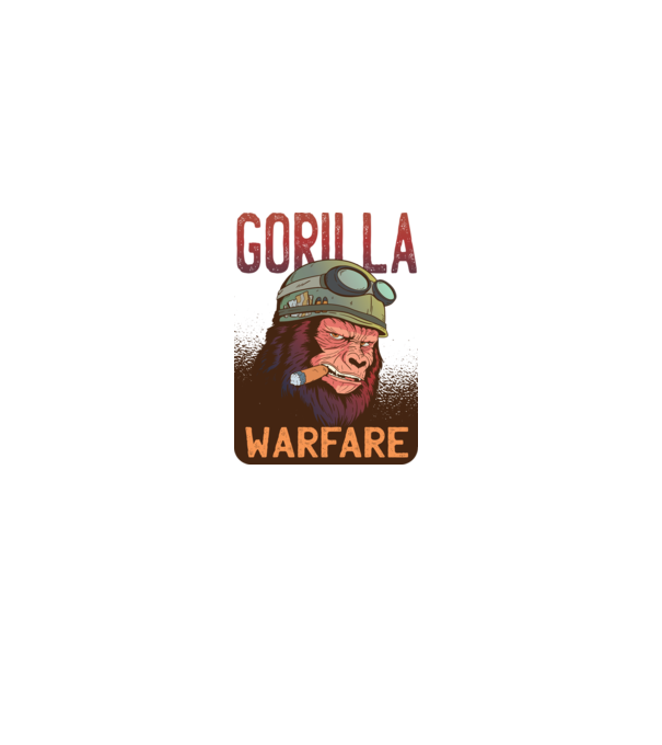 Gorilla Warfare model alb pe tricou