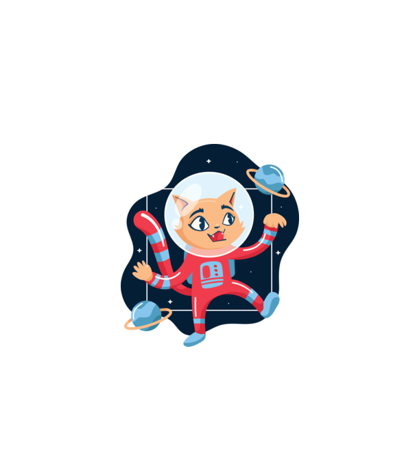 Pisică Astronaut model negru pe tricou
