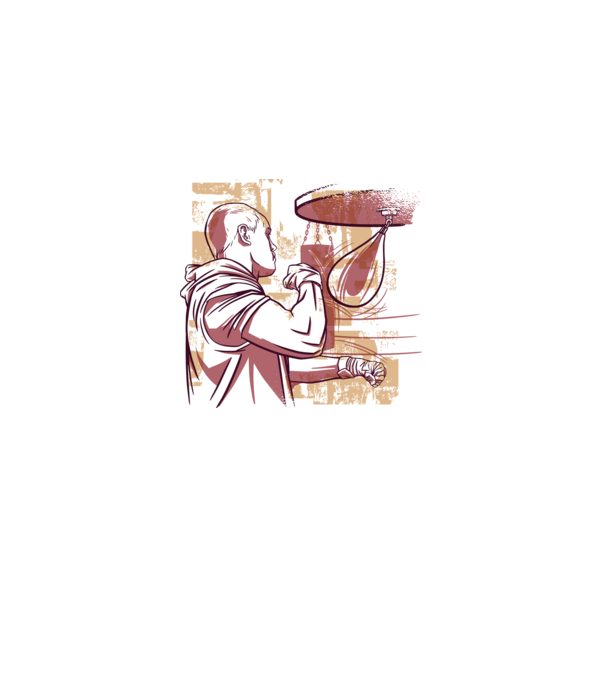 Pugilist model alb pe tricou