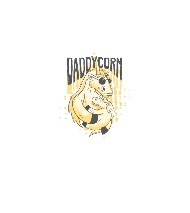 Daddycorn - Tată Unicorn model negru pe tricou