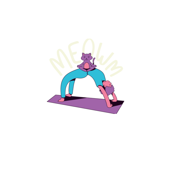 Meowm - Pisică Yoga model turcoaz pe tricou