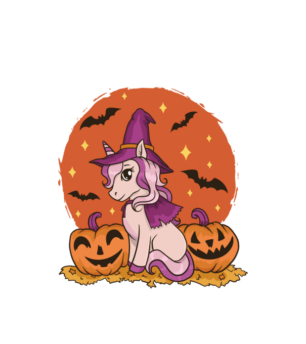Unicorn Halloween model alb pe tricou