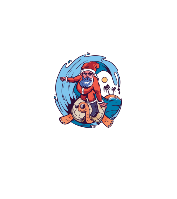 Santa Surf model alb pe tricou