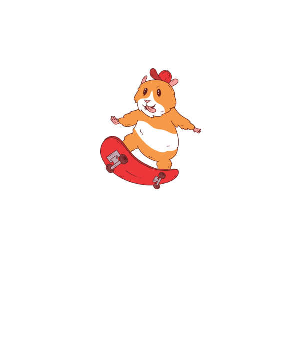 Hamster Skateboarder model gri pe tricou