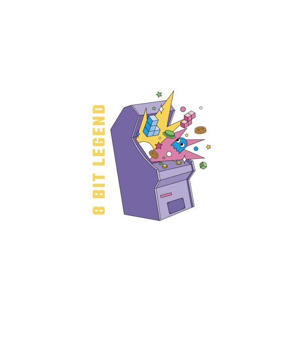 8 Bit Legendă Arcade Slot Machine model negru pe tricou