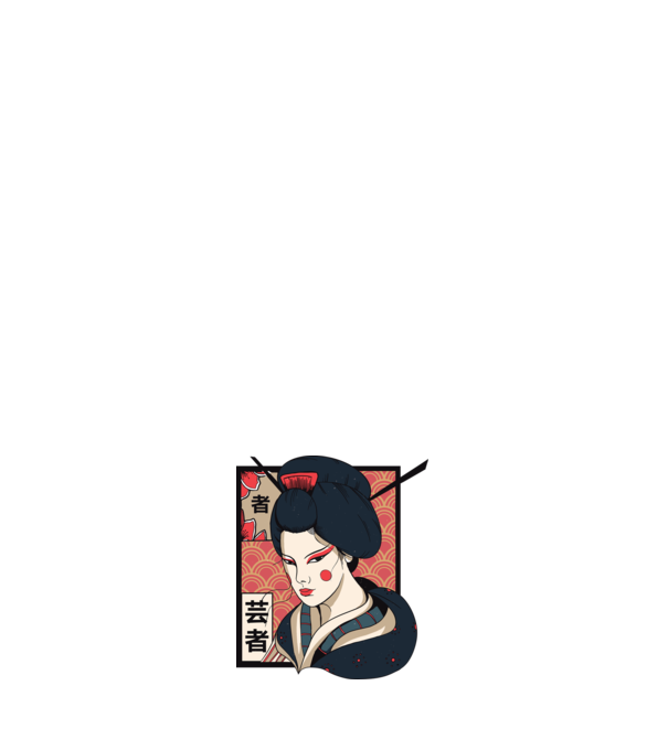 Geisha Japonia model alb pe tricou