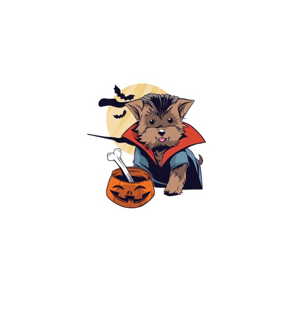 Vampir Yorkie Halloween model albastru deschis pe tricou
