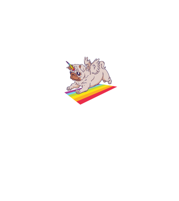 Mops unicorn model negru pe tricou