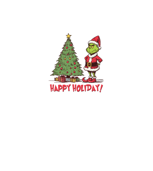 Happy Holiday Grinch model negru pe tricou