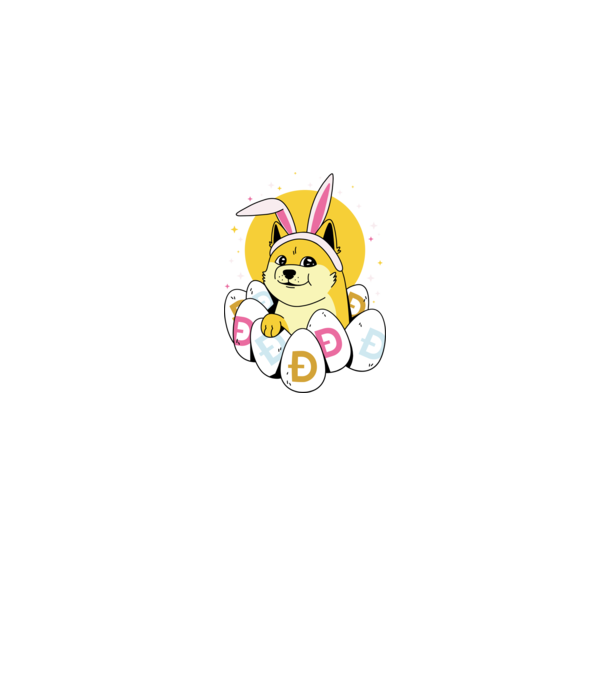Dogecoin Paște model albastru jeanși pe tricou