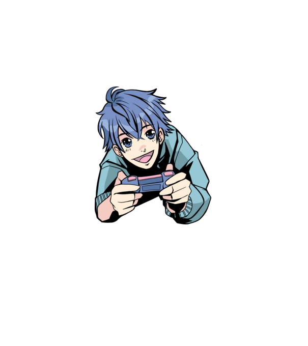Anime băiat Gamer model albastru deschis pe tricou