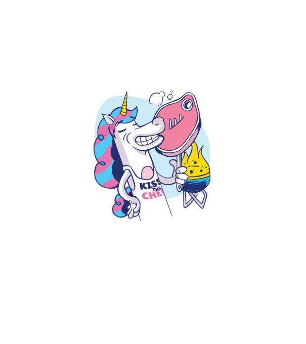Unicorn Steak BBQ model alb pe tricou
