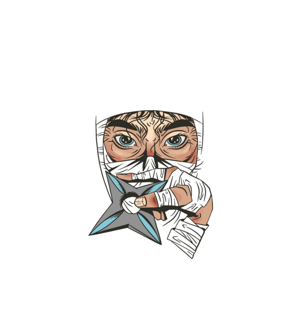 Cap de ninja model negru pe tricou