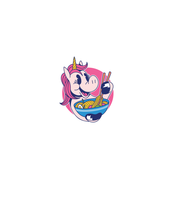 Unicorn Ramen model negru pe tricou