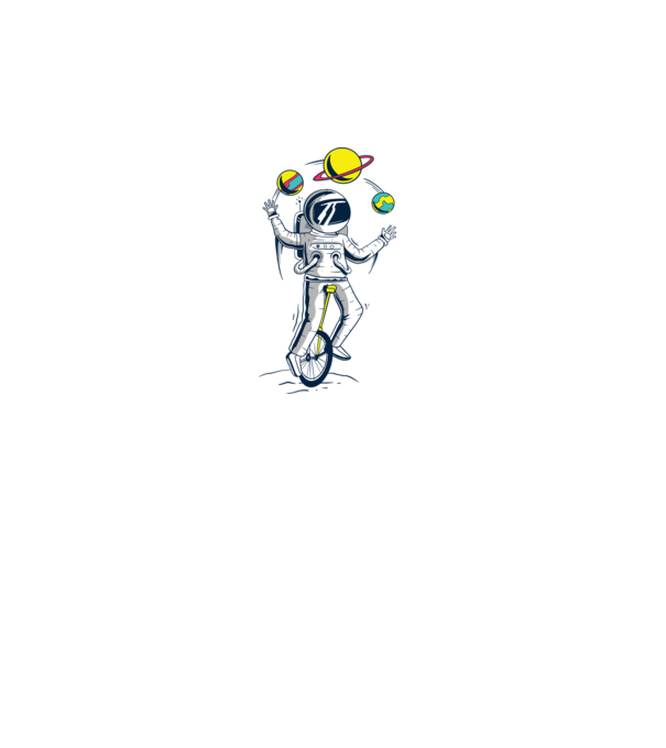 Jongler Astronaut model turcoaz pe tricou